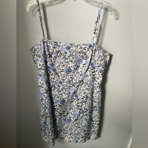 Blue floral square neck dress